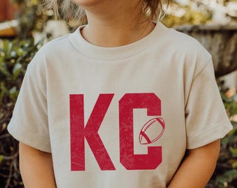KC Football Toddler Tshirt - Textured Kansas City Tee, Kansas City Kids Bella Canvas, KC Football fans gift for KC Toddler Tee Super Soft