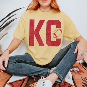 Comfort Colors Kansas City Football T-Shirt, Trendy Kansas Football Fan Shirt, Gift For Her, Popular Kansas City Tee, Kansas Game Day Shirt