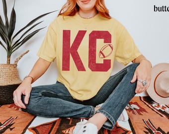 Comfort Colors Kansas City Football T-Shirt, Trendy Kansas Football Fan Shirt, Gift For Her, Popular Kansas City Tee, Kansas Game Day Shirt
