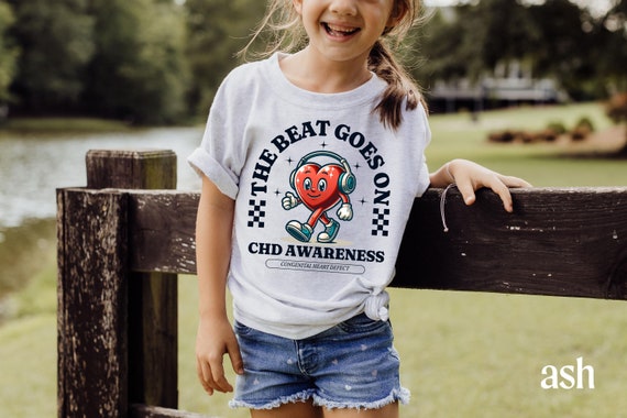 The Beat Goes On Kids Cotton™ Tee for CHD Awareness Gift for Congenital Heart Disease Warrior-Kids Heart Warrior Shirt