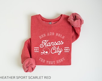 Kansas City Football Sweatshirt-Classic Look KC Sweater-KC Football Red and Gold-The Best KC Sweatshirt-Game Day Apparel for Kc Fans Unisex