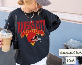 Vintage Kansas City Football Sweatshirt, Trendy KC Fan Shirt, Football Crewneck, Game Day Sweater