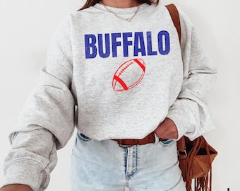 Buffalo Football Sweatshirt: Retro Textured Long Sleeve, Gameday Apparel,Unisex Gift for New York Fans