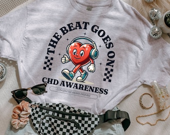 CHD Mama shirt voor hart moeder cadeau voor haar The Beat Goes On CHD Awareness Congenitale hartziekte Hartafwijking T-shirt grafisch T-shirt schattige cartoon