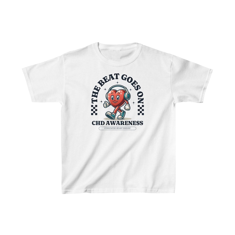 CHD AWARENESS SHIRT FOR YOUTH AND KIDS THE BEAT GOES ON GILDAN SHIRT