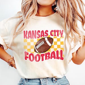 Kansas City Football Shirt, Comfort Colors Trendy Kansas Football Fan Shirt, Gift For Her, Popular Kansas City Fan Tee, Checkered Game Day