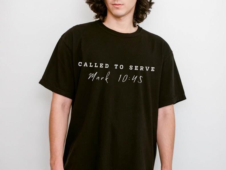 Called To Serve Mark 10:45 Comfort Colors Christian Tee Shirt Trendy Oversized Faith Shirt for Jesus Lovers and Church Workers.
