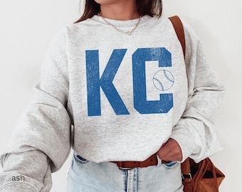 KC Baseball-Textured Vintage Look for Kansas City Baseball Fans- Gameday Sweatshirt for Fans of Kansas City-World Champs Simple Baseball Tee