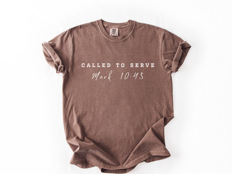 Called To Serve Mark 10:45 Comfort Colors Christian Tee Shirt Trendy Oversized Faith Shirt for Jesus Lovers and Church Workers.