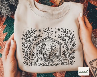 Bluza z motywem chrześcijańskim, koszulka z motywem Jezusa Bożego Narodzenia, koszulka z motywem Bożego Narodzenia, religijne Boże Narodzenie, koszulka z wersetem biblijnym, prezent dla niej oparty na wierze