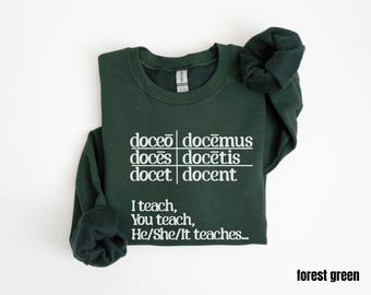 Moletom para professor de latim, camiseta para tutor de educação cristã clássica, camiseta para cooperativa, presente para professor de latim, camiseta de conjugação.
