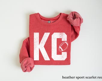 Kansas City Football Sweatshirt-Textured KC Shirt-Vintage Look KC Football Shirt- Gameday Shirt KC- Classy Football- Gift for Sports Fans