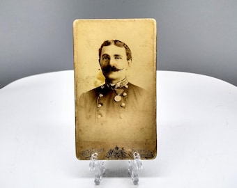Antique cabinet card features a distinguished officer of the Imperial and Royal (k.u.k.) Austro-Hungarian forces. 1890