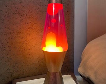 Vintage 1988 Midnight Lava Lite Lava Lamp - Yellow Wax Blue Liquid