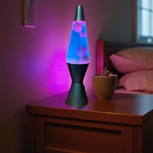 Blue Cosmos Color Shift Lava Lamp Mood Enhancing Ambiance Red Wax/Blue Water