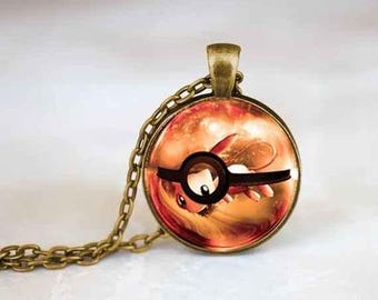 New Pokeball Mew Pendant Necklace Silver Glass Pendant,Jewelry Handmade Gift,Unisex Necklace (Brass/Silver/Gold)