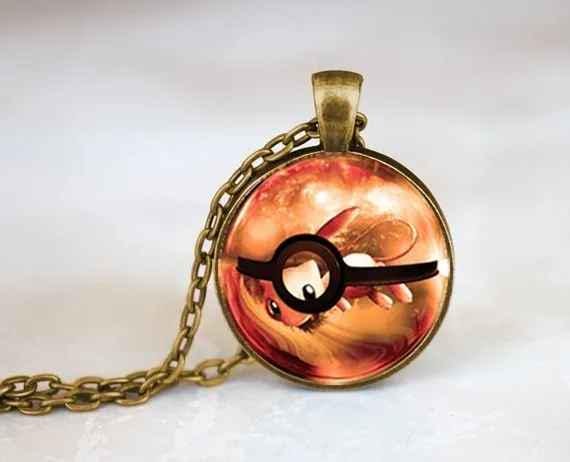 925 Sterling Silver Pokeball GS Ball Pendant Necklace – 20" Cuban Link Chain, Gold Agate