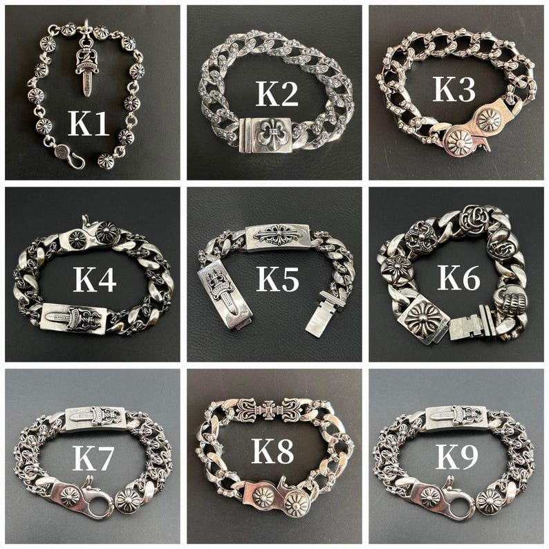 Silver Flower Cross Bracelet,chrome Hearts Bracelet,,dagger Bracelet