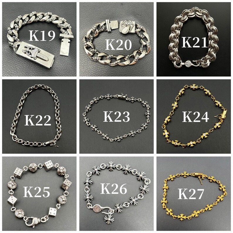 Silver Flower Cross Bracelet,chrome Hearts Bracelet,,dagger Bracelet