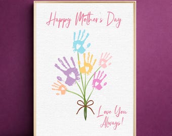 Handprint Bouquet Wall Art Prints: Mother’s Day Gift| (Digital Download)