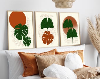 Boho Abstract Wall Art Set: Terracotta Boho Prints (Digital Download)