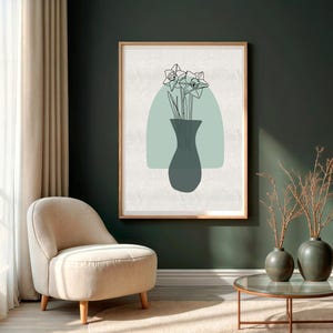 Boho Botanical Art on Digital Canvas| Sage Green Wall Art|Home Decor|Modern wall  Art|Abstract wall art|