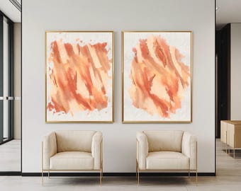 Terracotta Abstract Oil Painting: Modern Home Decor| Set of 2| (Digital Download)