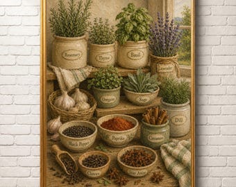 Rustic Herb and Spice Kitchen Art | Vintage Botanical Print (Digital Download)
