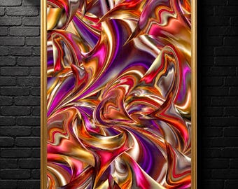 Liquid Metal Abstract Art Print | Futuristic Glam Wall Decor (Digital Download)