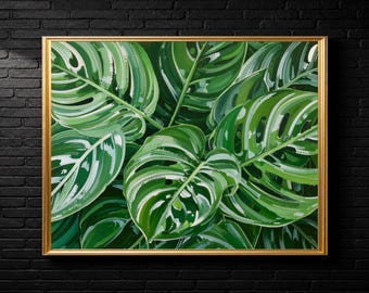 Lush Monstera Leaf Print | Luxury Botanical Wall Art|Plant Home Decor| (Digital Download)