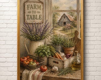 Farmhouse Wall Art | Farm to Table | Rustic Kitchen Decor| (Digital Download)
