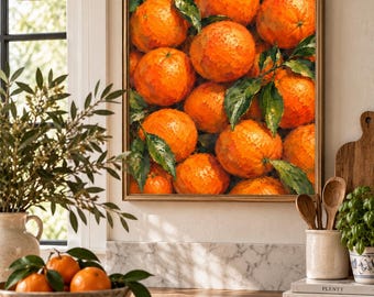 Impressionist Orange Oil Painting Print | Farmhouse Kitchen Wall Art (Digital Download)
