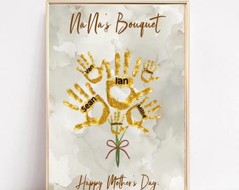 Personalized Handprint Bouquet Art | Custom Family Keepsake (Digital Download)