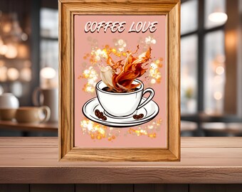 Coffee Love Art Print: Cafe Home Decor (Digital Art)