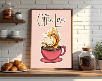 Coffee Love Art Print: Cafe Home Decor (Digital Art)