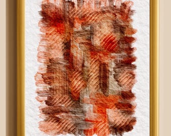 Terracotta Abstract Watercolor Print | Textured Digital Wall Art|(Digital Download)
