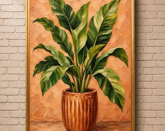 Impasto Botanical Plant Print | Textured Oil Painting Style (Digital Download)