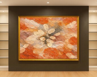 Warm Caramel Brown Abstract Art Print: Digital Impasto Style (Digital Printable)