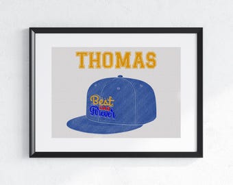 Personalized Dad Cap Art Print | Father's Day Gift (Digital Download)