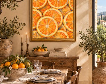 Impressionist Orange Oil Painting Print | Orange Fruit Kitchen Wall Art (Digital Download)