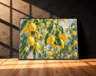 Impressionist Lemon Tree Wall Art | Italian Villa Kitchen Decor (Digital Download)