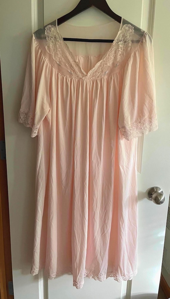 vintage sheer pink nightgown - image 1