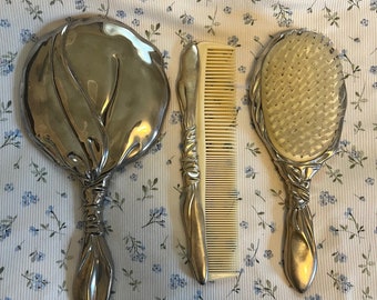 Vintage Godinger Vanity Set: Mirror, Brush & Comb