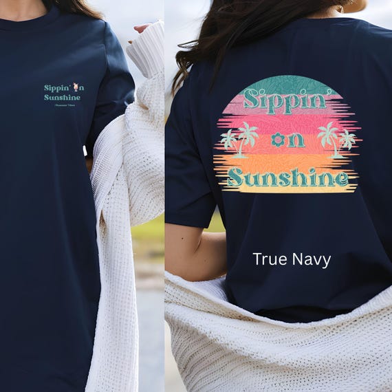Sippin' on Sunshine Comfort Colors T-shirt, Tropical Sunset Tee, Summer Beach Graphic Shirt, Cute Vacation Top