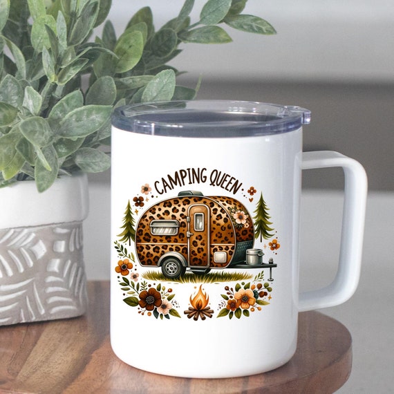 Rustic Insulated Coffee Mug, 10oz - Perfect for Nature Lovers, Campers, and Cozy Mornings, Great Gift for her Christmas, Travel, Camping,