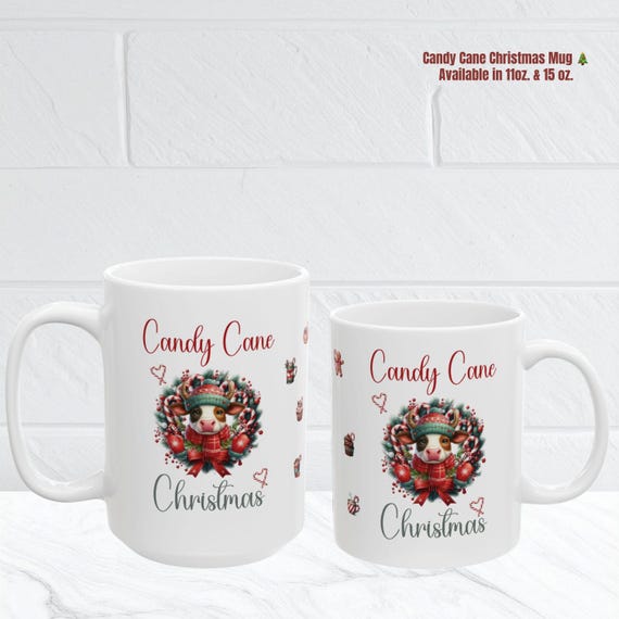 Candy Cane Cow Christmas Mug: Festive Holiday Ceramic Mug