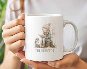 Time to Breathe Mug: Cozy Winter Self-Care Coffee Cup
