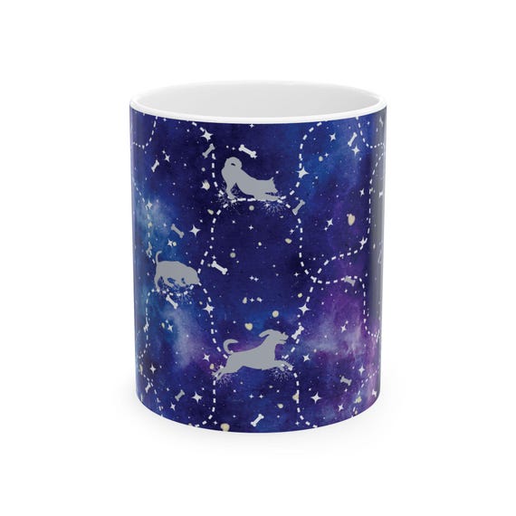 Cosmic Puppy Trails Mug,  Galaxy Dog Lover Gift
