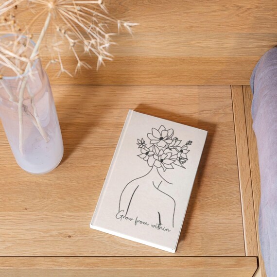Minimalist "Grow From Within" Hardcover Journal - Inspirational Self-Reflection Notebook Journal, Mental Health Notebook, Self-Care Gift
