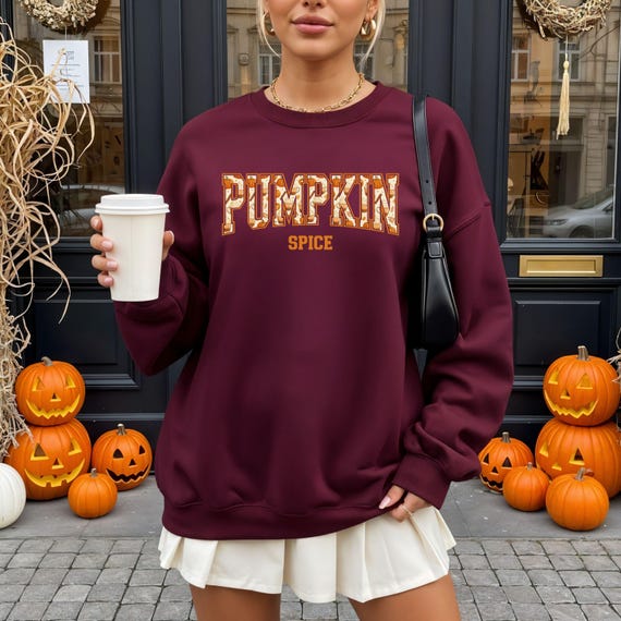 Pumpkin Spice Sweatshirt | Cozy Fall Crewneck | Gildan 18000 Unisex Sweatshirt | Autumn Outfit | PSL Lover Gift | Maroon, Ash, Forest Green